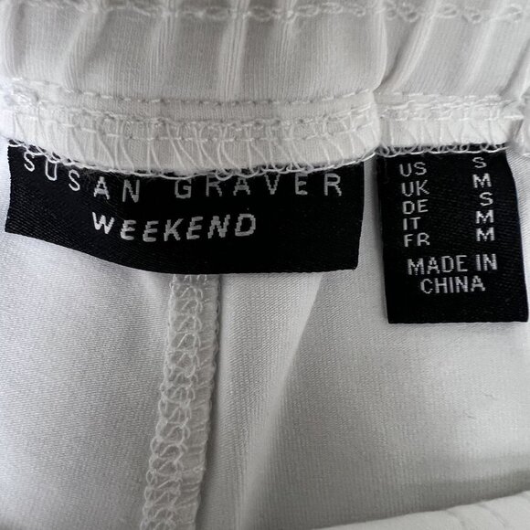 Susan Graver Weekend Womens S Capris 2 Pair White & Blue Gingham Pull On Summer - Picture 13 of 16